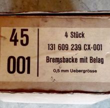 NOS Bremsbackensatz 40 mm, vorne, T1 10/57-7/64