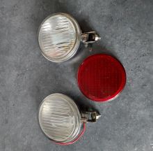 For sale - Pair Stainless Steel Reverse Lights + Extra Red Lens, EUR 125