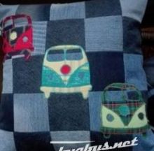 Verkaufe - T1 VW Pillowcase Handmade Denim jeans Tartan, USD 20