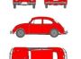 VW Käfer Zeichnung - Vier Seiten Ansicht auf Karton