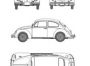Verkaufe - VW Käfer Zeichnung - Vier Seiten Ansicht auf Karton, EUR 4,76